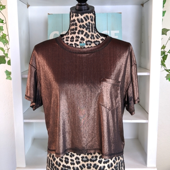 Wild Fable Bronze Copper Cropped Slinky Top - XS - Picture 2 of 7
